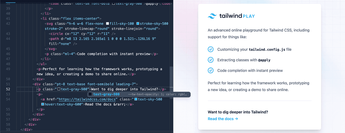 tailwindCSS in action